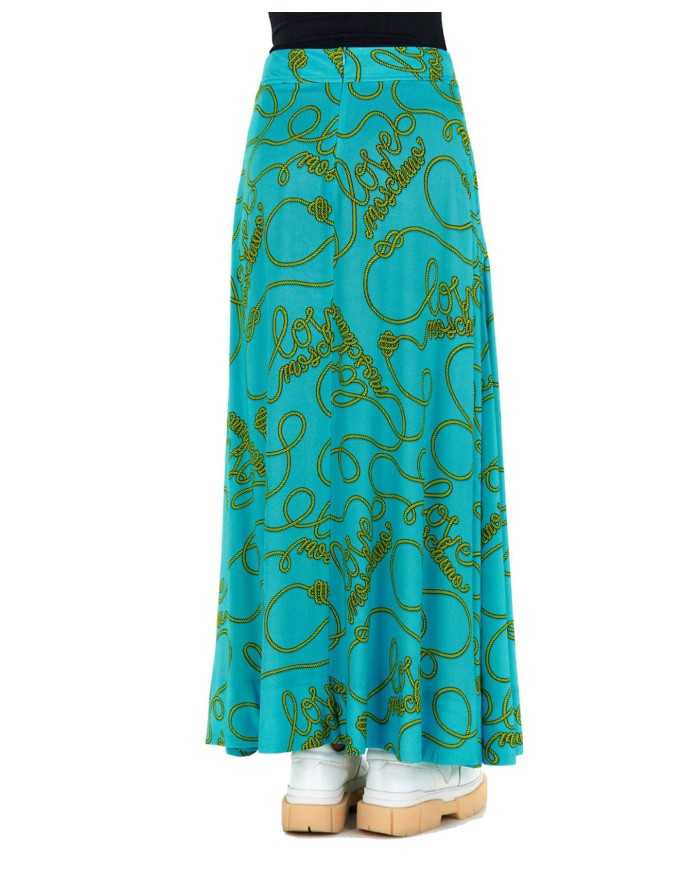 Gonna donna azzurra con fantasia a corde dorate | LOVE MOSCHINO Gonna donna azzurra con fantasia a corde dorate | LOVE MOSCHINO