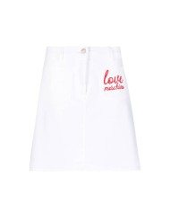 gonna donna in denim con logo ricamato | LOVE MOSCHINO gonna donna in denim con logo ricamato | LOVE MOSCHINO