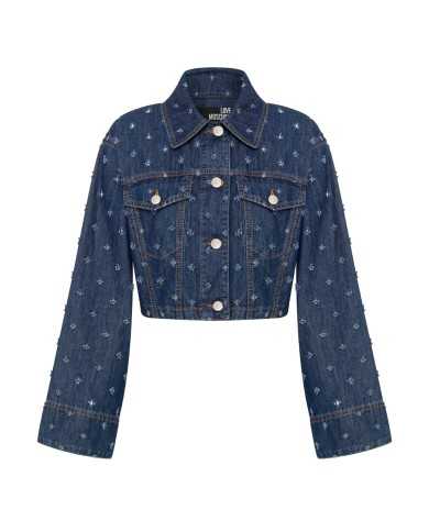 Giubbino a maniche lunghe donna in denim con fantasia | LOVE MOSCHINO Giubbino a maniche lunghe donna in denim con fantasia | LOVE MOSCHINO