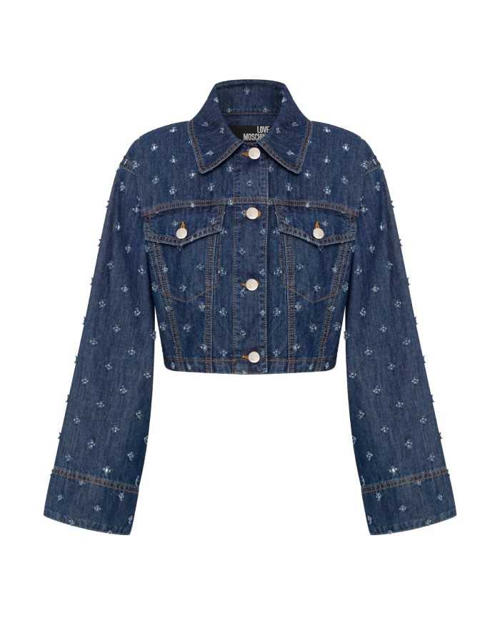 Giubbino a maniche lunghe donna in denim con fantasia | LOVE MOSCHINO Giubbino a maniche lunghe donna in denim con fantasia | LOVE MOSCHINO