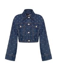 Giubbino a maniche lunghe donna in denim con fantasia | LOVE MOSCHINO