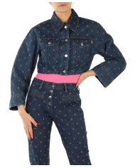Giubbino a maniche lunghe donna in denim con fantasia | LOVE MOSCHINO