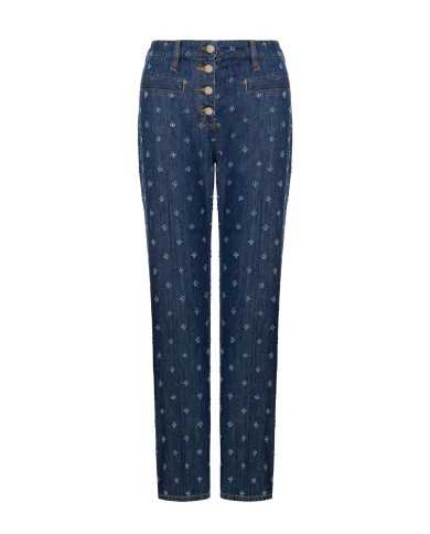 Pantaloni slim donna in denim con fantasia all-over | LOVE MOSCHINO Pantaloni slim donna in denim con fantasia all-over | LOVE MOSCHINO