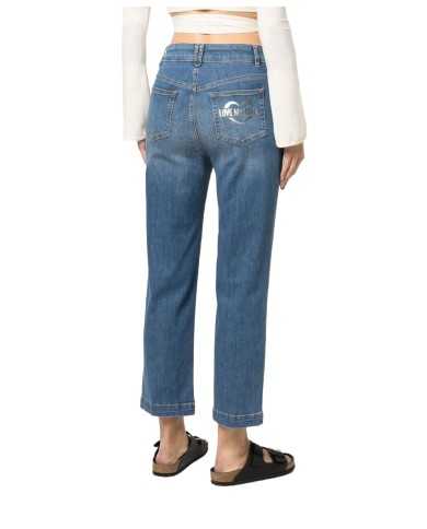 jeans cropped donna denim chiaro con logo a cuore | LOVE MOSCHINO jeans cropped donna denim chiaro con logo a cuore | LOVE MOSCHINO