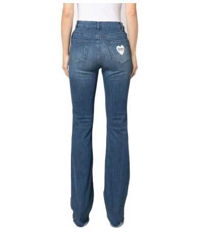 Jeans stile flare donna denim chiaro con logo a cuore | LOVE MOSCHINO Jeans stile flare donna denim chiaro con logo a cuore | LOVE MOSCHINO