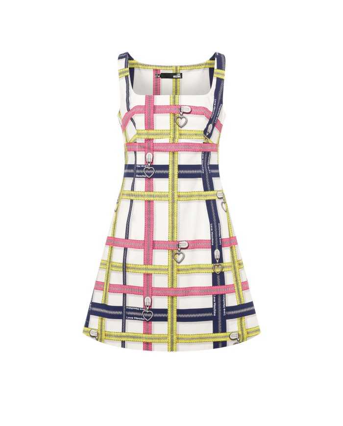abito donna bianco con fantasia zip pop all-over | LOVE MOSCHINO abito donna bianco con fantasia zip pop all-over | LOVE MOSCHINO