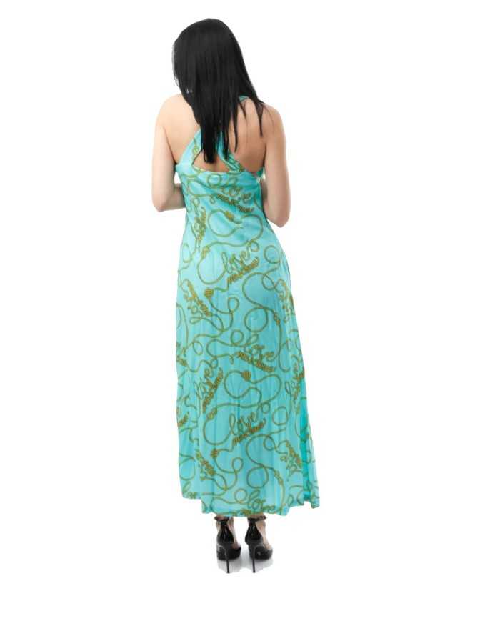 abito donna azzurro con fantasia a corde dorate | LOVE MOSCHINO abito donna azzurro con fantasia a corde dorate | LOVE MOSCHINO