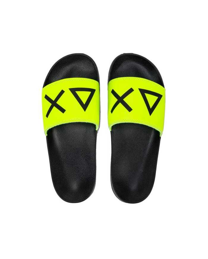 ciabatta uomo nera con logo impresso e fascia centrale | SUN68 ciabatta uomo nera con logo impresso e fascia centrale | SUN68