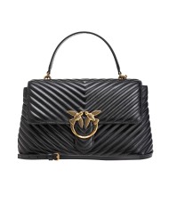 borsa nera e oro antico da donna con motivo chevron e fibbia | PINKO