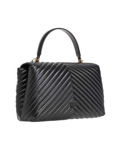 borsa nera e oro antico da donna con motivo chevron e fibbia | PINKO borsa nera e oro antico da donna con motivo chevron e fibbia | PINKO