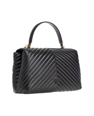 borsa nera e oro antico da donna con motivo chevron e fibbia | PINKO