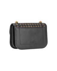 borsa nera e oro antico da donna con angoli tondi e occhielli | PINKO