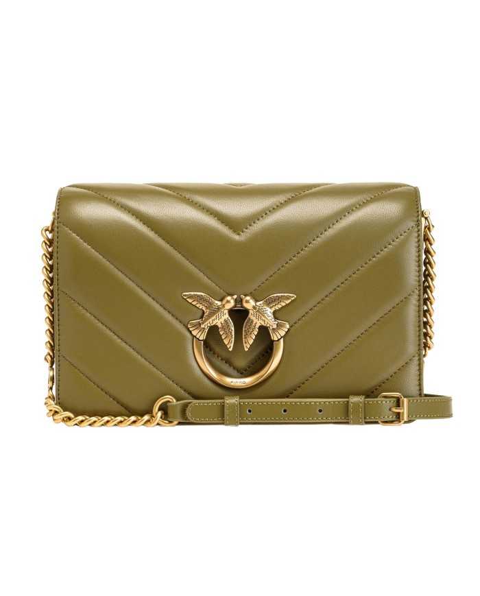 borsa verde con motivo chevron da donna logata LOVE BIRDS | PINKO borsa verde con motivo chevron da donna logata LOVE BIRDS | PINKO