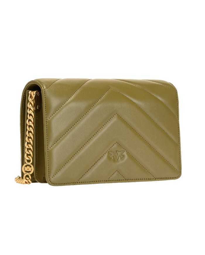 borsa verde con motivo chevron da donna logata LOVE BIRDS | PINKO borsa verde con motivo chevron da donna logata LOVE BIRDS | PINKO