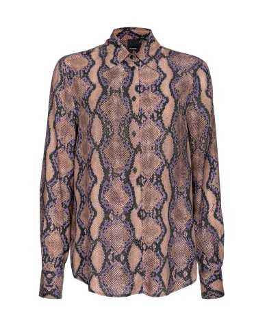 camicia marrone e lilla da donna con stampa snake all-over | PINKO camicia marrone e lilla da donna con stampa snake all-over | PINKO