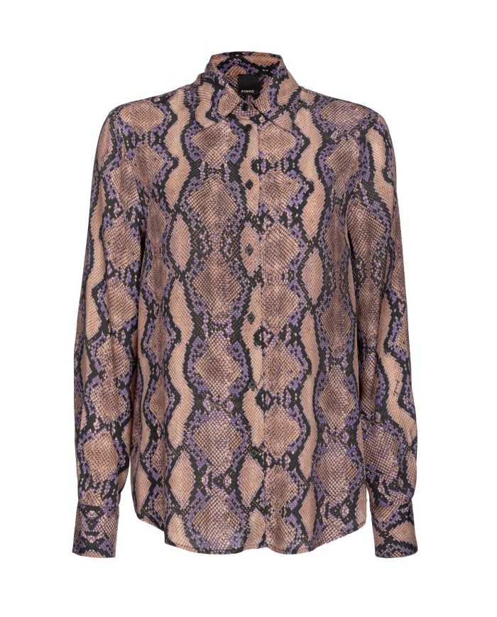 camicia marrone e lilla da donna con stampa snake all-over | PINKO camicia marrone e lilla da donna con stampa snake all-over | PINKO