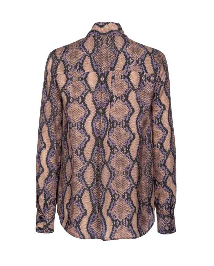 camicia marrone e lilla da donna con stampa snake all-over | PINKO camicia marrone e lilla da donna con stampa snake all-over | PINKO