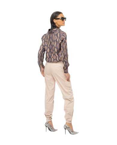 camicia marrone e lilla da donna con stampa snake all-over | PINKO camicia marrone e lilla da donna con stampa snake all-over | PINKO