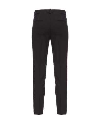 pantaloni nera da donna con piega stirata al centro e gancio | PINKO pantaloni nera da donna con piega stirata al centro e gancio | PINKO