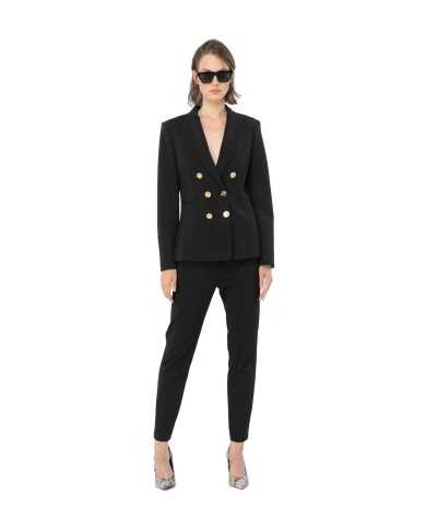 pantaloni nera da donna con piega stirata al centro e gancio | PINKO pantaloni nera da donna con piega stirata al centro e gancio | PINKO