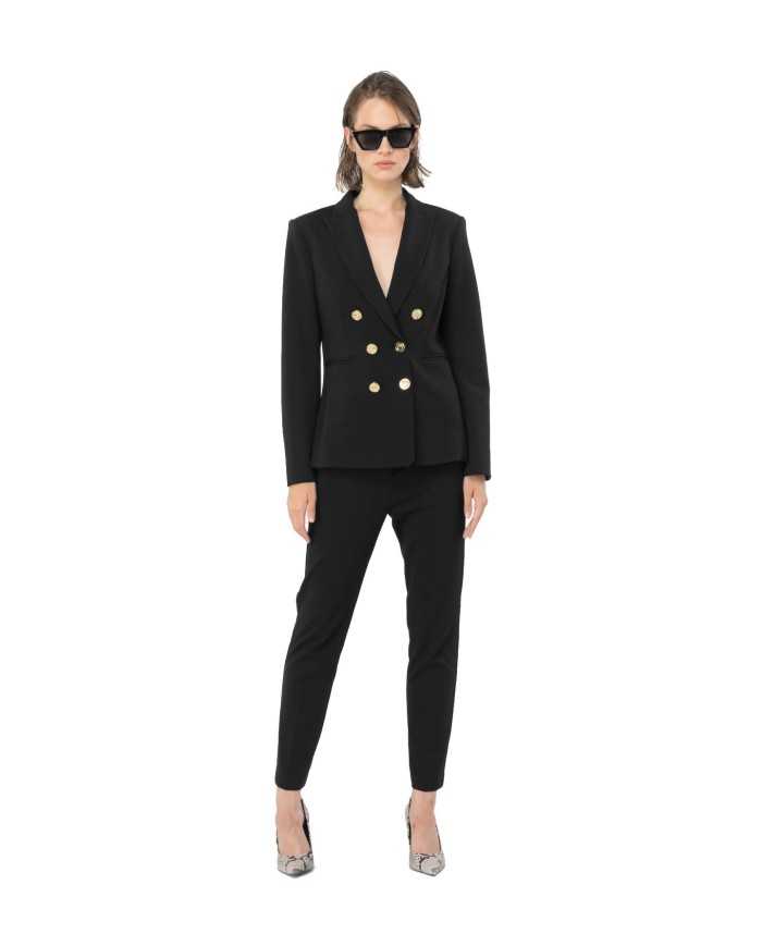 pantaloni nera da donna con piega stirata al centro e gancio | PINKO