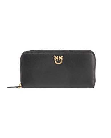 portafoglio zip-around nero da donna con placca LOVE BIRDS | PINKO portafoglio zip-around nero da donna con placca LOVE BIRDS | PINKO