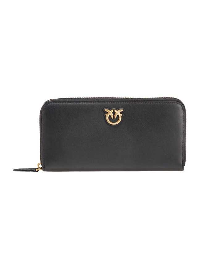 portafoglio zip-around nero da donna con placca LOVE BIRDS | PINKO portafoglio zip-around nero da donna con placca LOVE BIRDS | PINKO