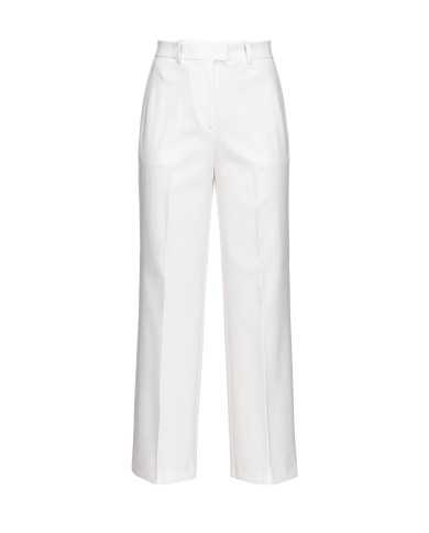 pantaloni bianchi da donna con gamba dritta e piccolo gancio | PINKO pantaloni bianchi da donna con gamba dritta e piccolo gancio | PINKO