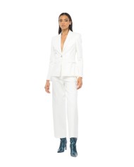 pantaloni bianchi da donna con gamba dritta e piccolo gancio | PINKO pantaloni bianchi da donna con gamba dritta e piccolo gancio | PINKO