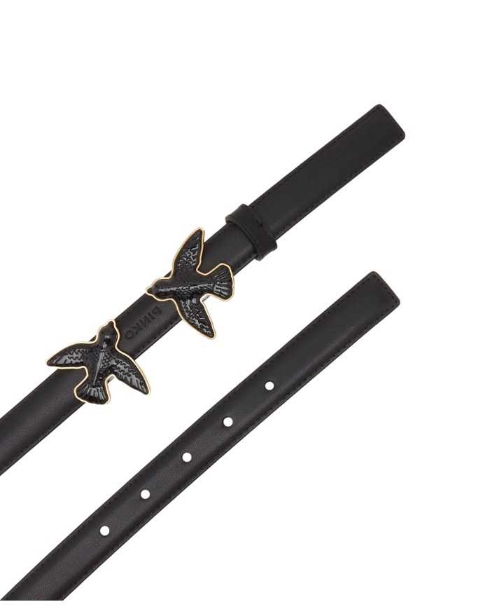cintura H2 nero da donna con applicazioni LOVE BIRDS smaltate | PINKO cintura H2 nero da donna con applicazioni LOVE BIRDS smaltate | PINKO