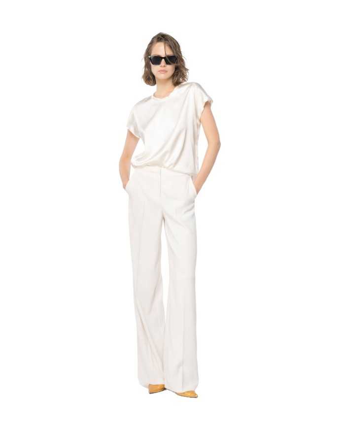 pantaloni rosa da donna con gamba a palazzo con piega | PINKO pantaloni rosa da donna con gamba a palazzo con piega | PINKO