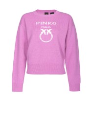 maglia malva opera da donna logata al centro in contrasto | PINKO