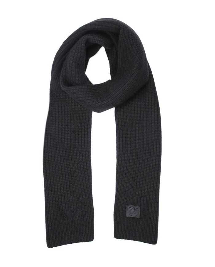 sciarpa nera da donna con patch logata LOVE BIRDS | PINKO sciarpa nera da donna con patch logata LOVE BIRDS | PINKO
