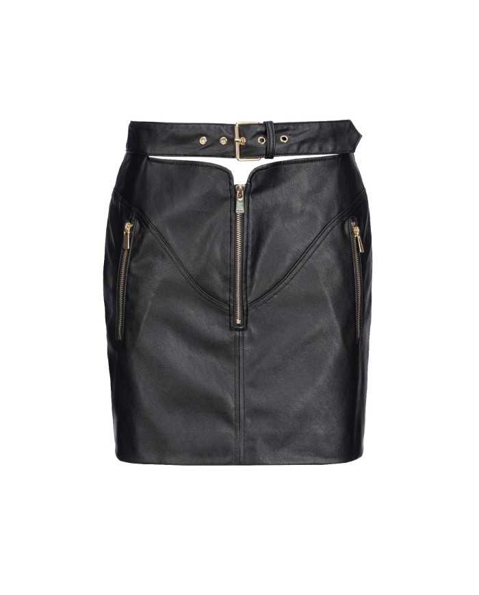 gonna nero limousine da donna con cintura, fibbia e occhielli | PINKO gonna nero limousine da donna con cintura, fibbia e occhielli | PINKO