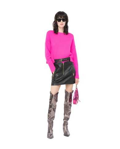 gonna nero limousine da donna con cintura, fibbia e occhielli | PINKO gonna nero limousine da donna con cintura, fibbia e occhielli | PINKO