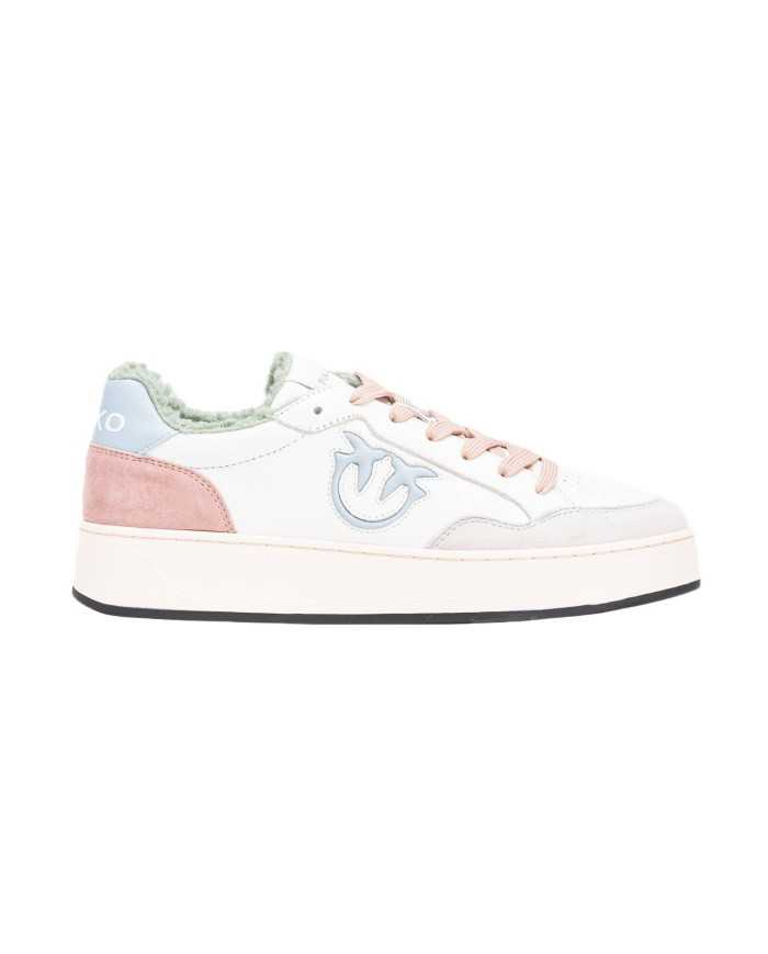 sneaker basket off white e beige da donna con logo intagliato | PINKO sneaker basket off white e beige da donna con logo intagliato | PINKO