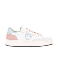 sneaker basket off white e beige da donna con logo intagliato | PINKO