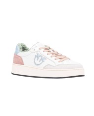 sneaker basket off white e beige da donna con logo intagliato | PINKO