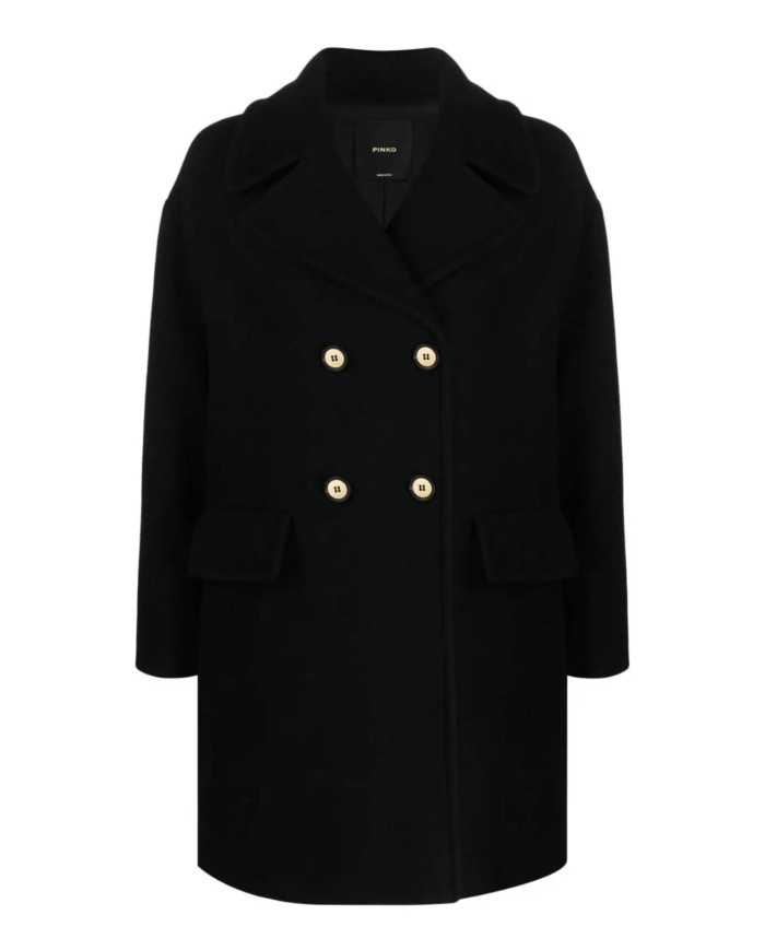 cappotto nero limousine da donna con chiusura monopetto | PINKO cappotto nero limousine da donna con chiusura monopetto | PINKO