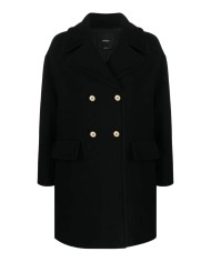 cappotto nero limousine da donna con chiusura monopetto | PINKO