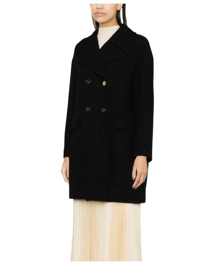 cappotto nero limousine da donna con chiusura monopetto | PINKO cappotto nero limousine da donna con chiusura monopetto | PINKO