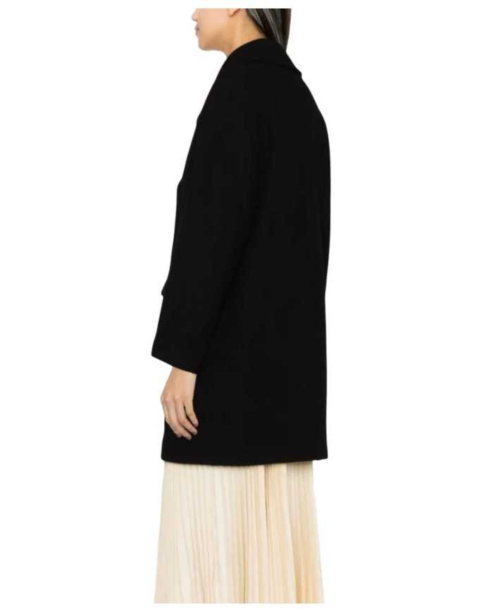 cappotto nero limousine da donna con chiusura monopetto | PINKO