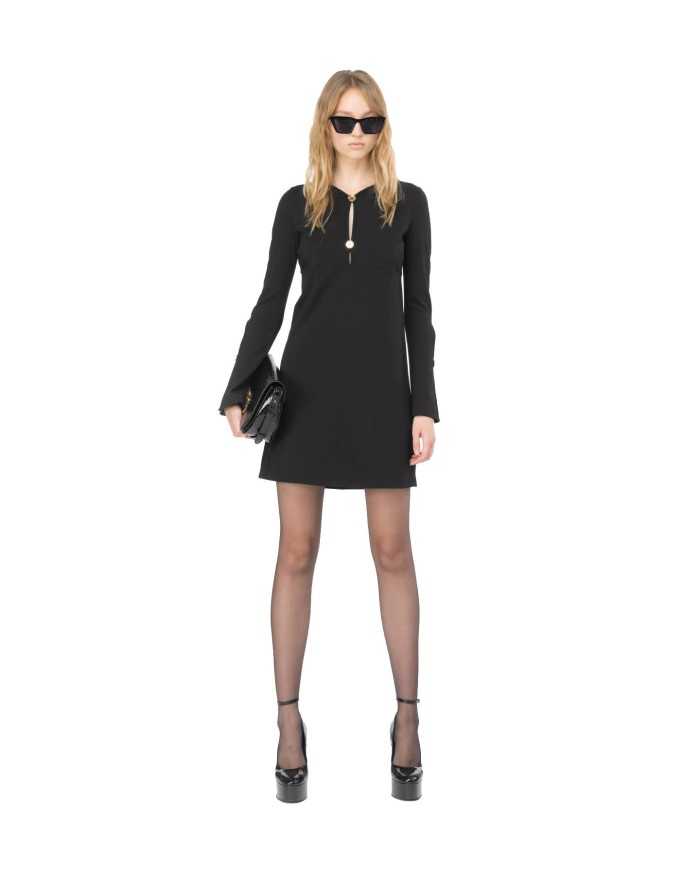 abito corto nero da donna con linea leggermente ad A | PINKO abito corto nero da donna con linea leggermente ad A | PINKO
