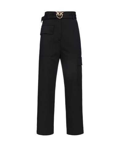 pantaloni cargo vita alta neri da donna con fibbia LOVE BIRDS | PINKO pantaloni cargo vita alta neri da donna con fibbia LOVE BIRDS | PINKO