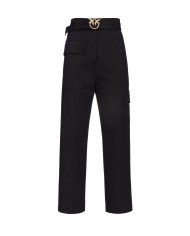 pantaloni cargo vita alta neri da donna con fibbia LOVE BIRDS | PINKO pantaloni cargo vita alta neri da donna con fibbia LOVE BIRDS | PINKO