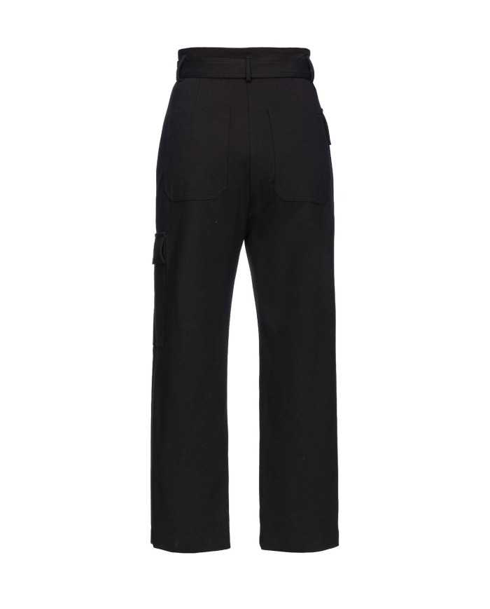 pantaloni cargo vita alta neri da donna con fibbia LOVE BIRDS | PINKO pantaloni cargo vita alta neri da donna con fibbia LOVE BIRDS | PINKO