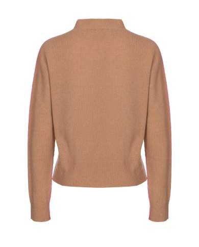 maglia bicolore fuxia/camel avanti e dietro donna con placca | PINKO maglia bicolore fuxia/camel avanti e dietro donna con placca | PINKO