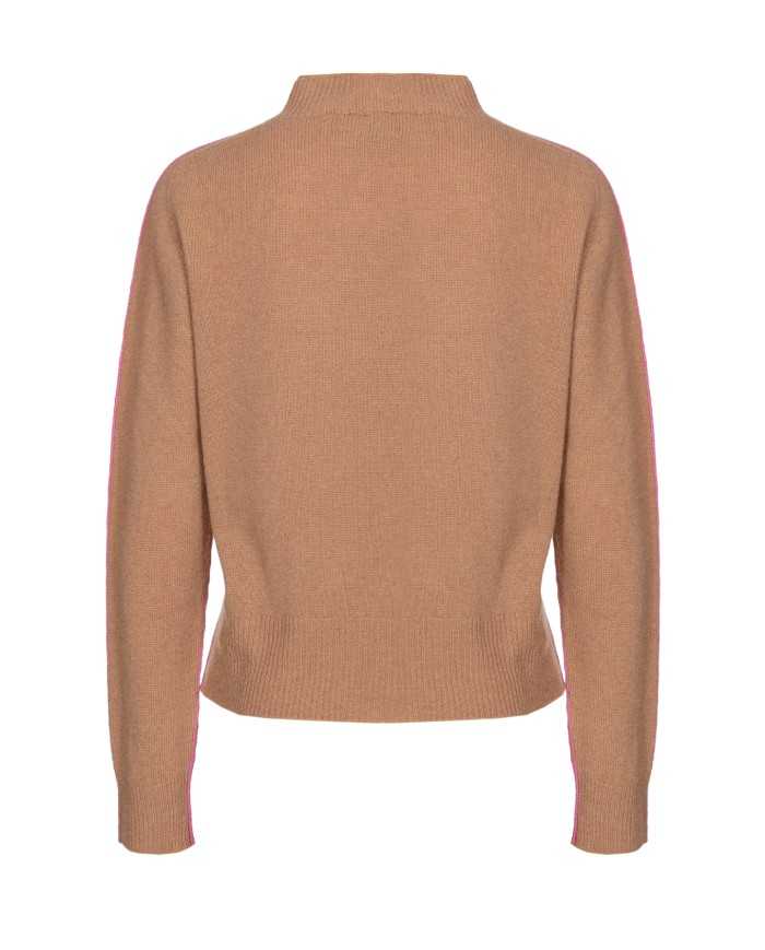 maglia bicolore fuxia/camel avanti e dietro donna con placca | PINKO maglia bicolore fuxia/camel avanti e dietro donna con placca | PINKO