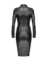 abito slim midi nero limousine da donna arricciato in vita | PINKO