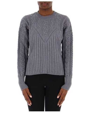 maglia grigia da donna con logo in targhetta cucita | PINKO maglia grigia da donna con logo in targhetta cucita | PINKO